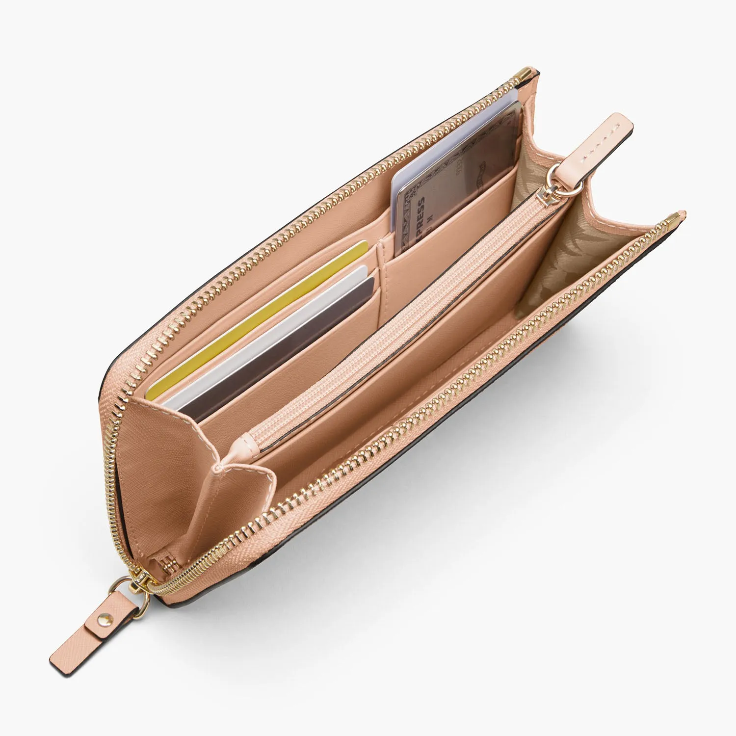 Magnolia Leather Wallet - Saffiano Leather - Rose Quartz / Gold / Camel