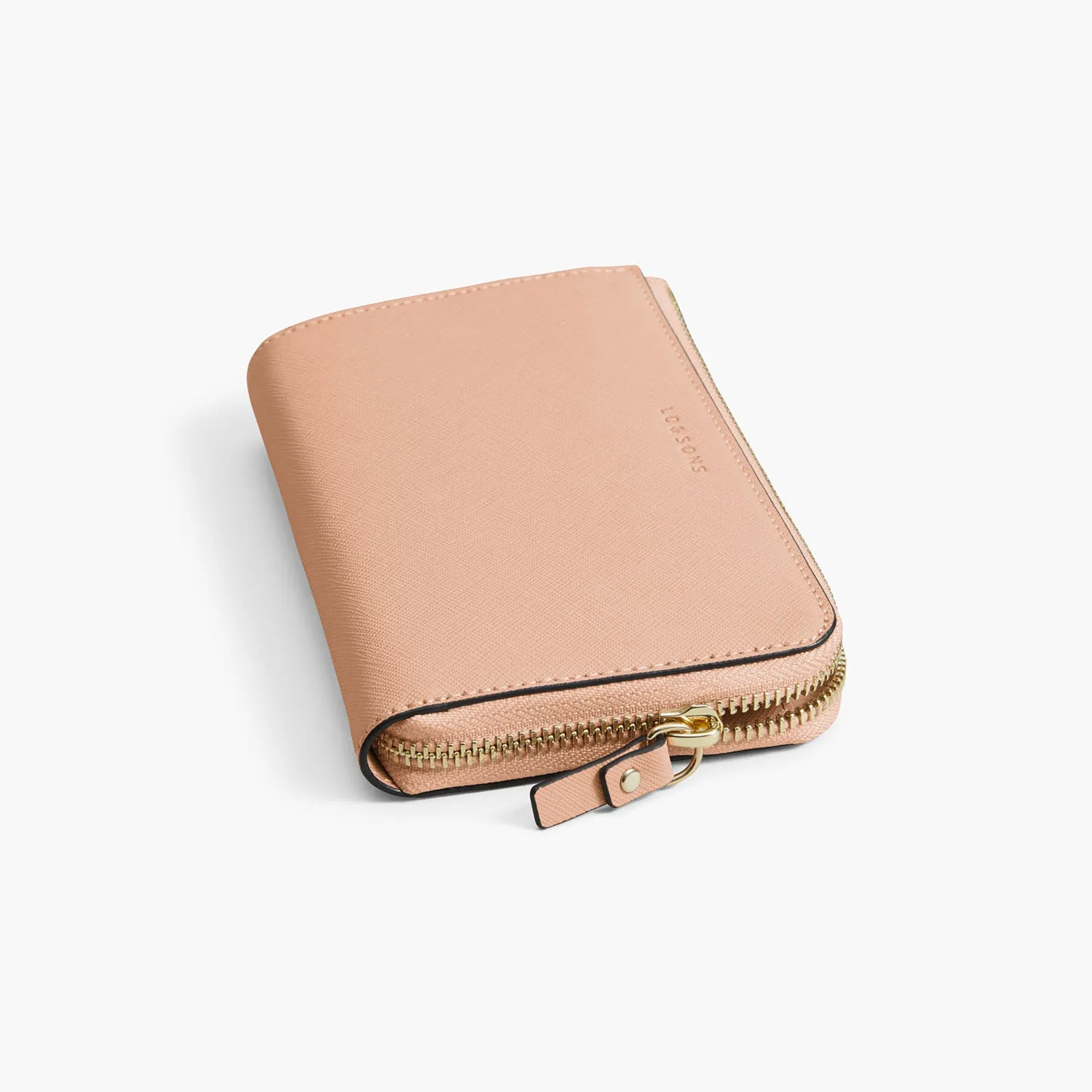 Magnolia Leather Wallet - Saffiano Leather - Rose Quartz / Gold / Camel