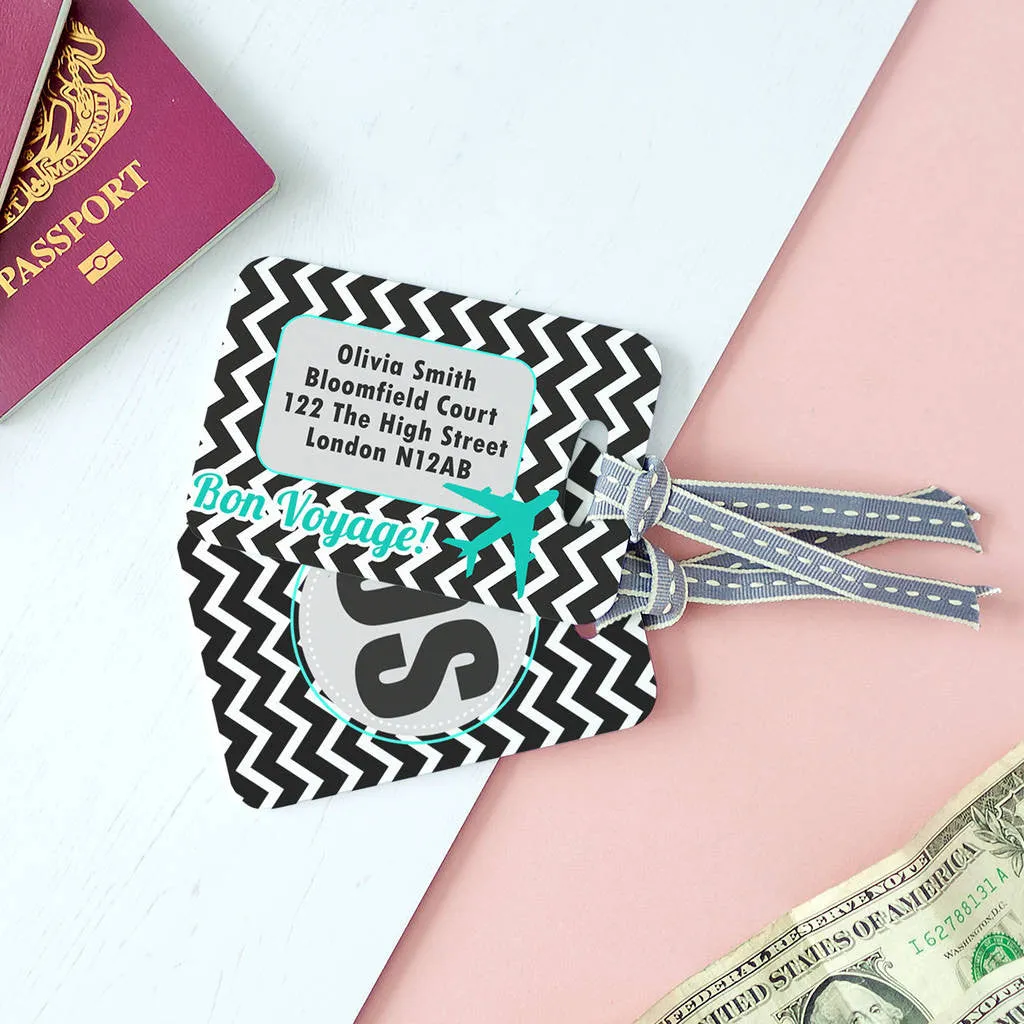 Personalised Monogram Chevron Luggage Tag