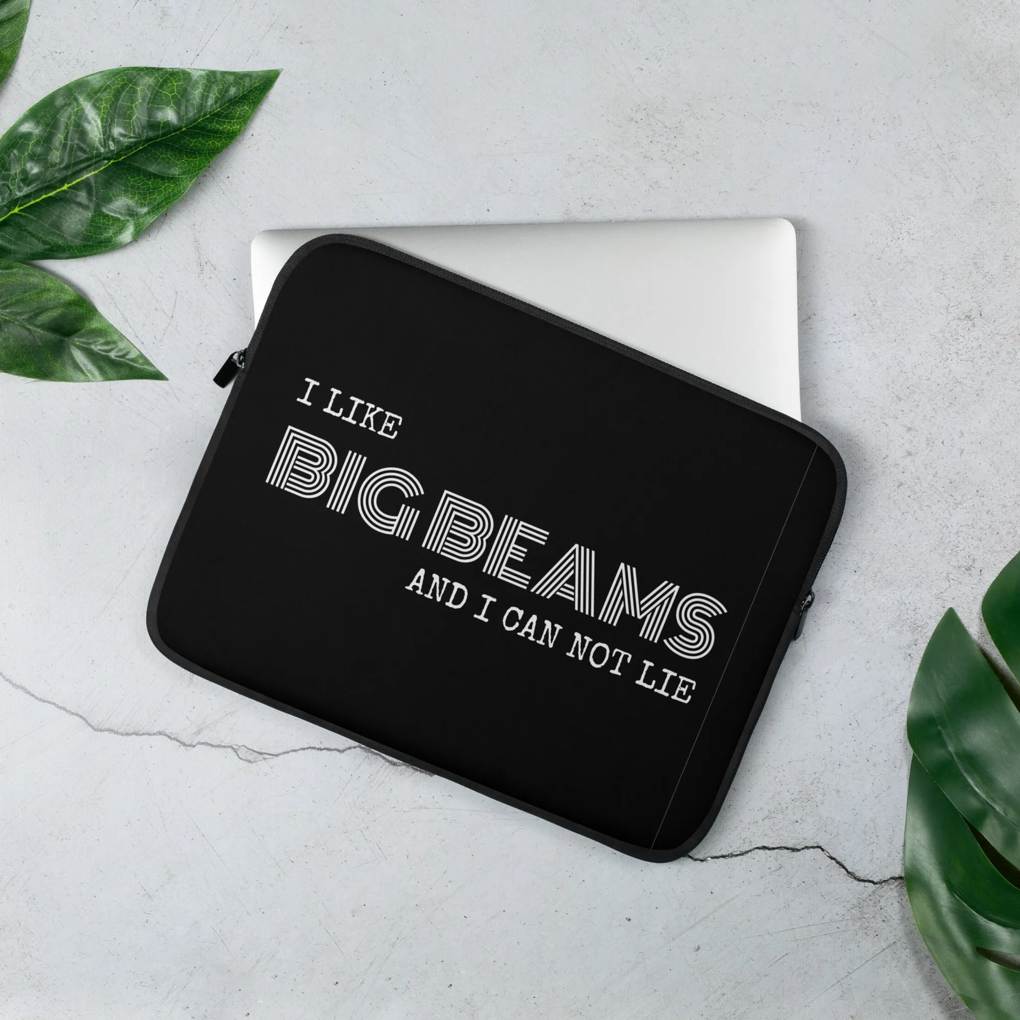 "I LIKE BIG BEAMS" Laptop Sleeve in Black with White Logo