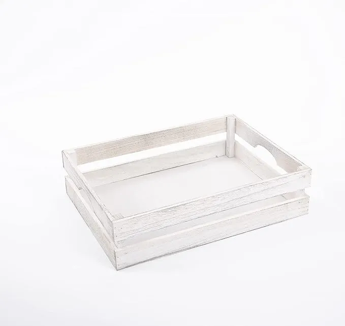 White Wash Wooden Crate Packing Tray